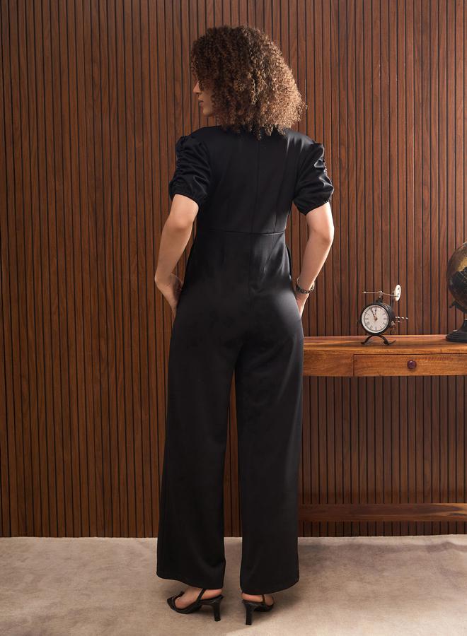 SASSAFRAS Women Black Straight Leg Jumpsuit - Image 4